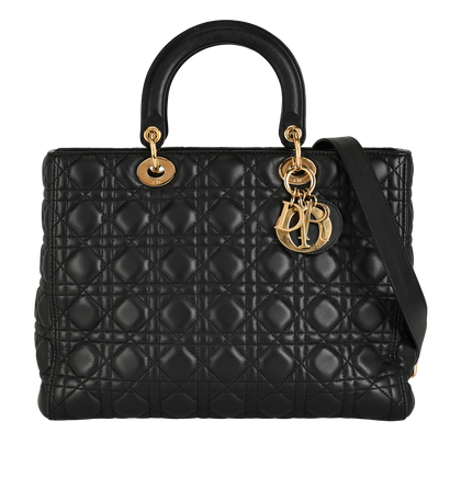 Large Lady Dior, &pound;2,200, Handbags, Black, Leather, Front view